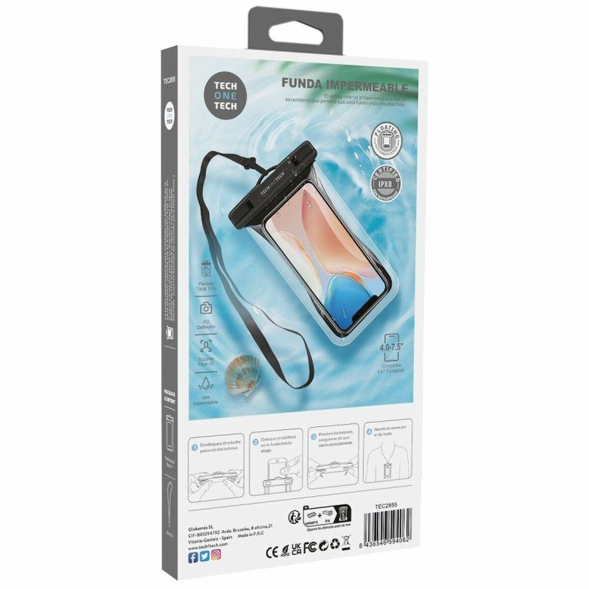 Universal Mobile Case Tech One Tech TEC2855 Impermeable