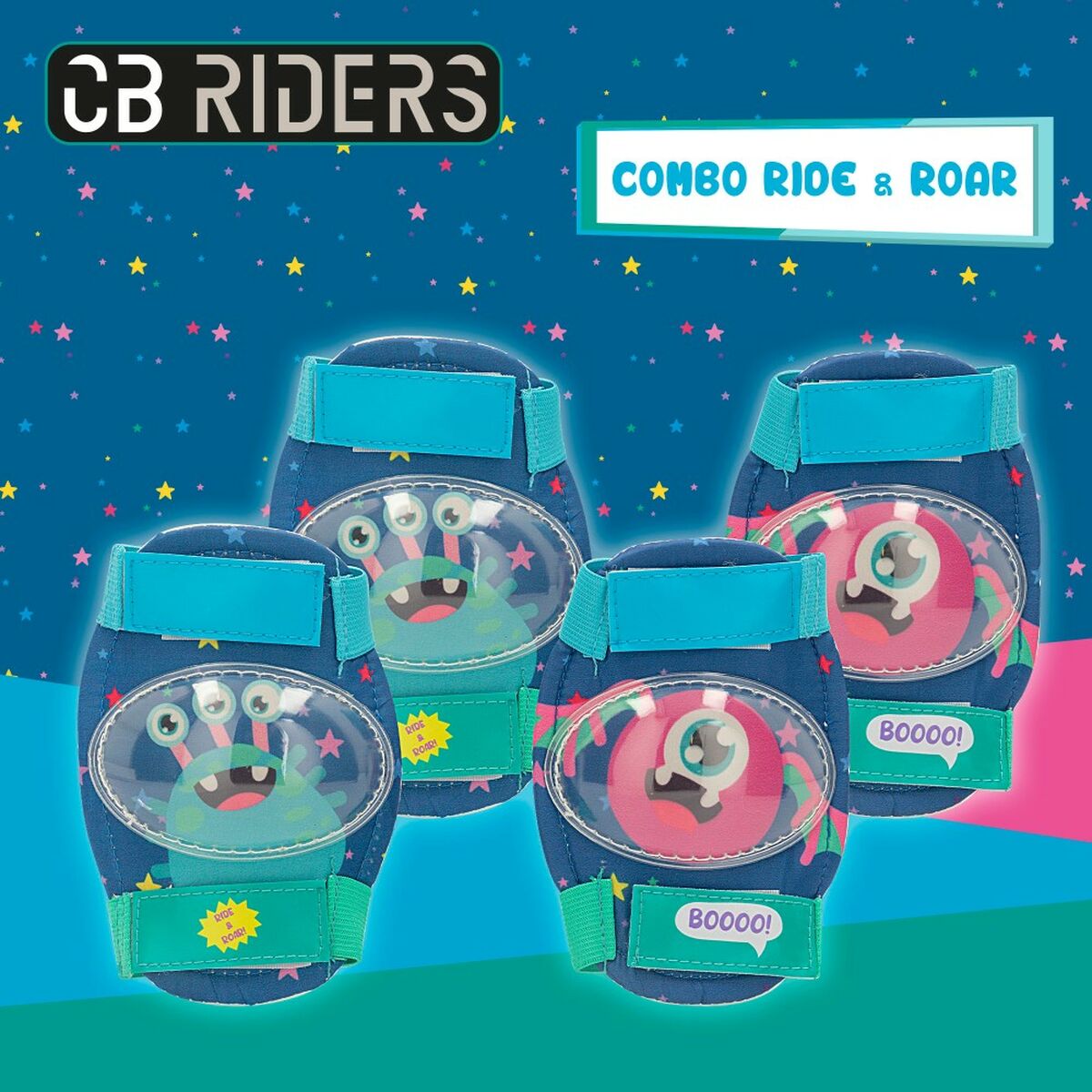 Kit casco e ginocchiere Colorbaby Mostro