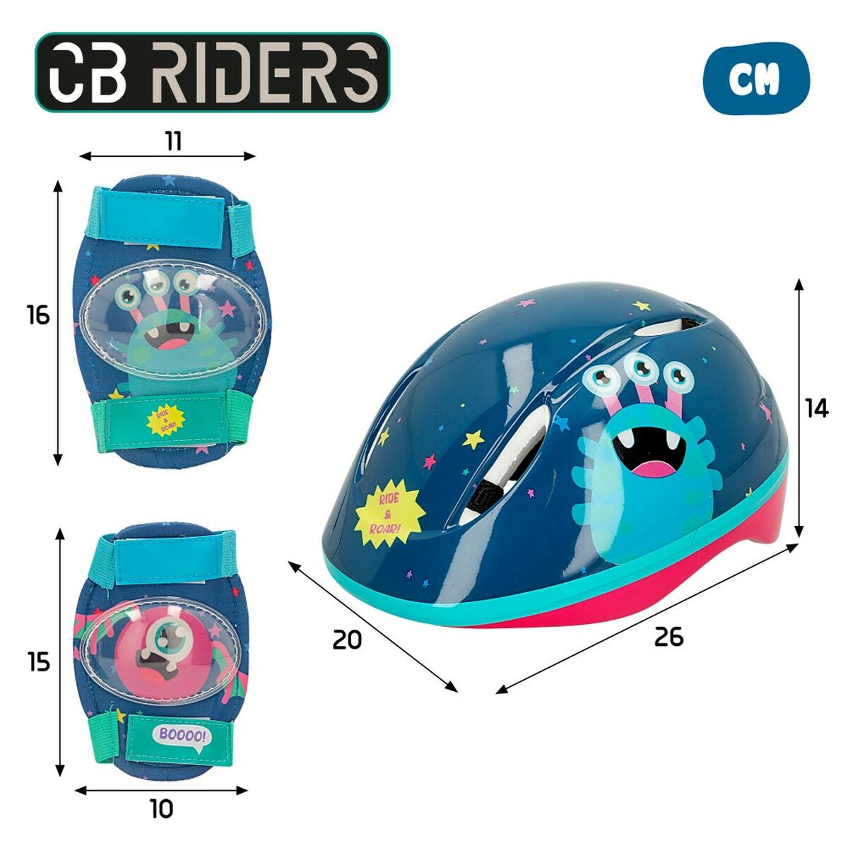 Kit casco e ginocchiere Colorbaby Mostro