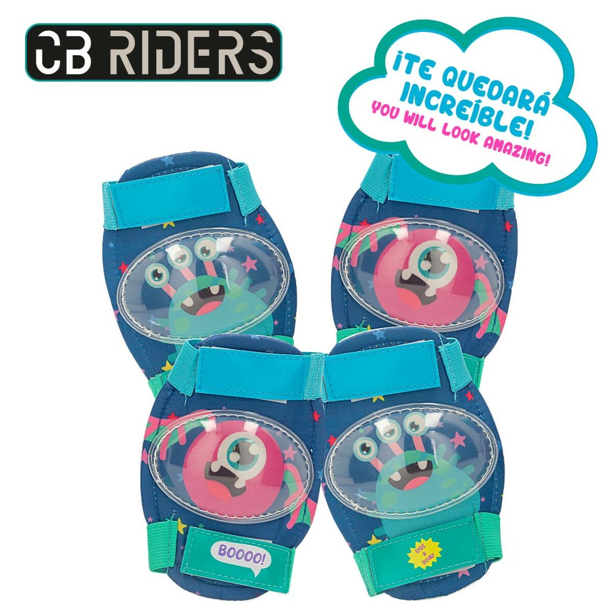 Kit casco e ginocchiere Colorbaby Mostro