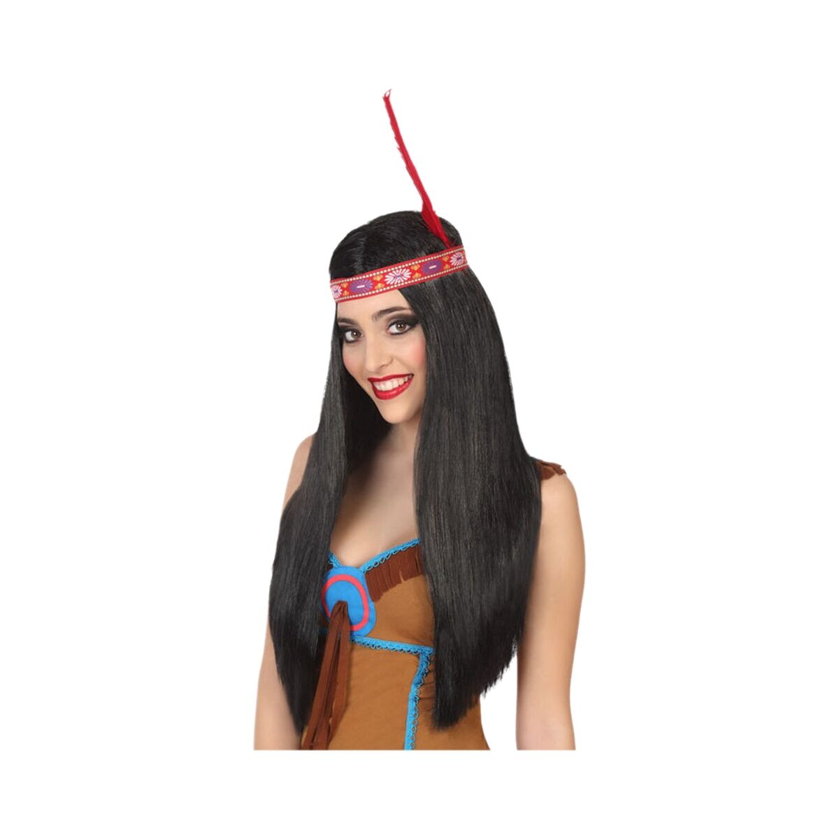 Parykk Svart Indianerdame
