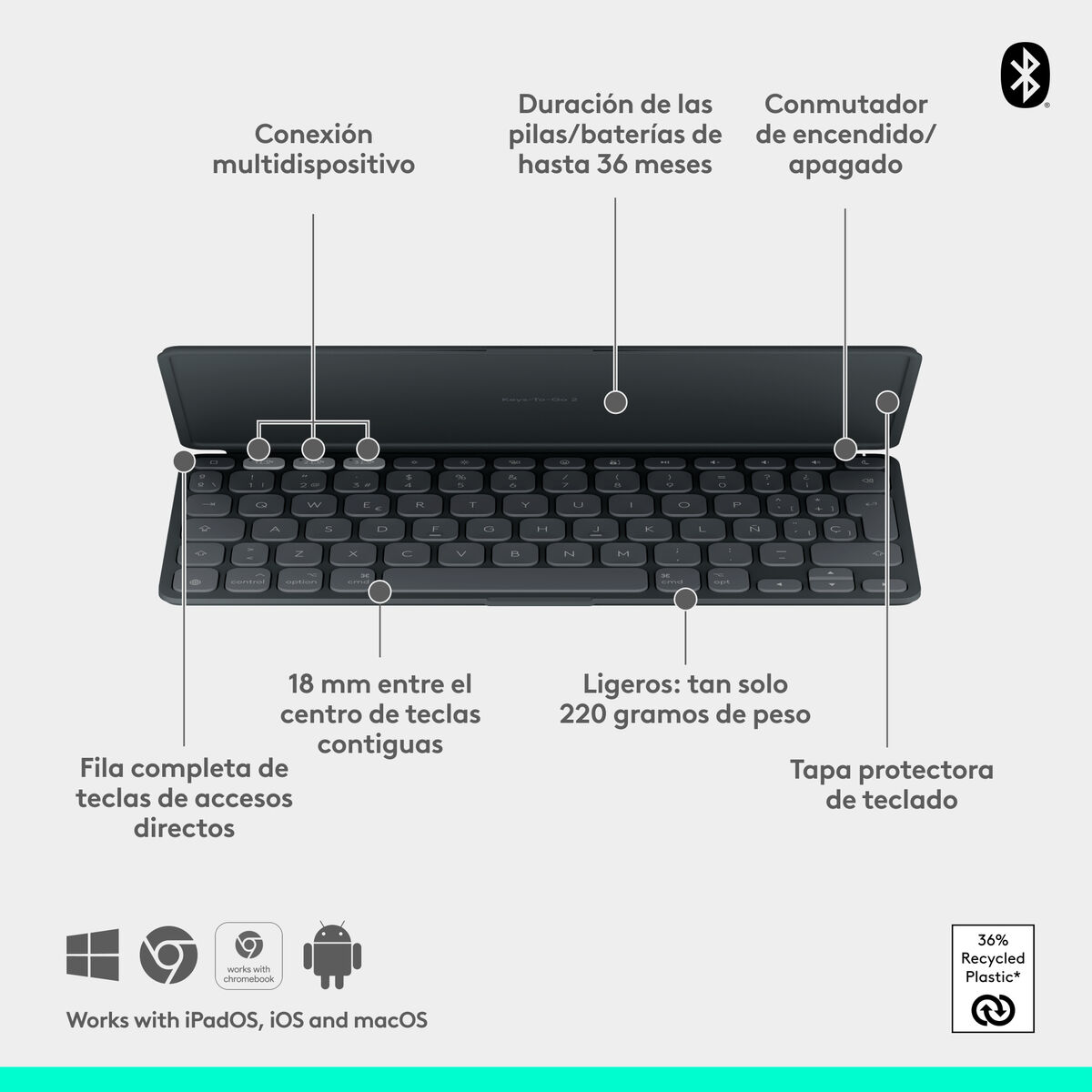 Bluetooth Keyboard Logitech 920-013010 Graphite
