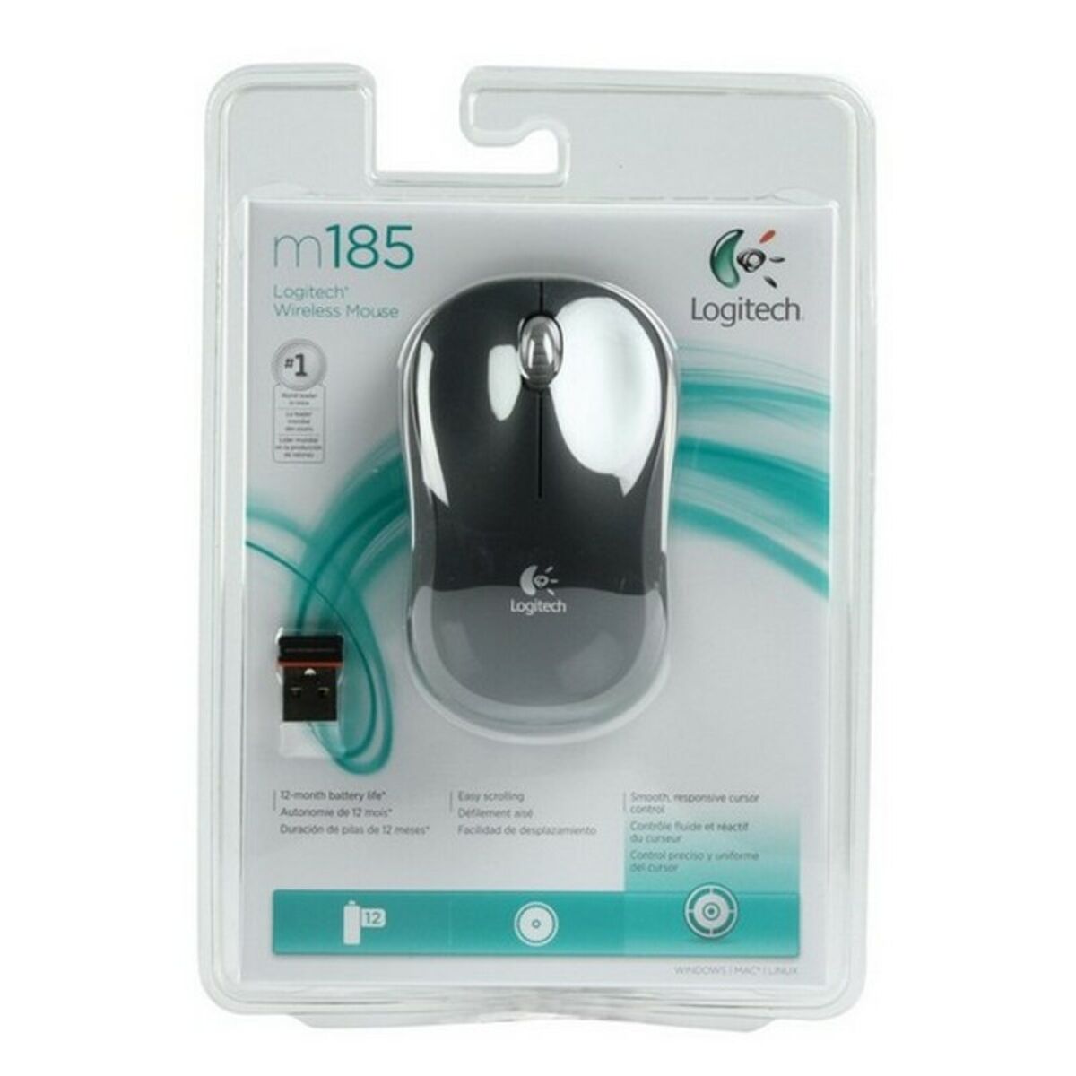 Optisk mus Logitech M185 Sort
