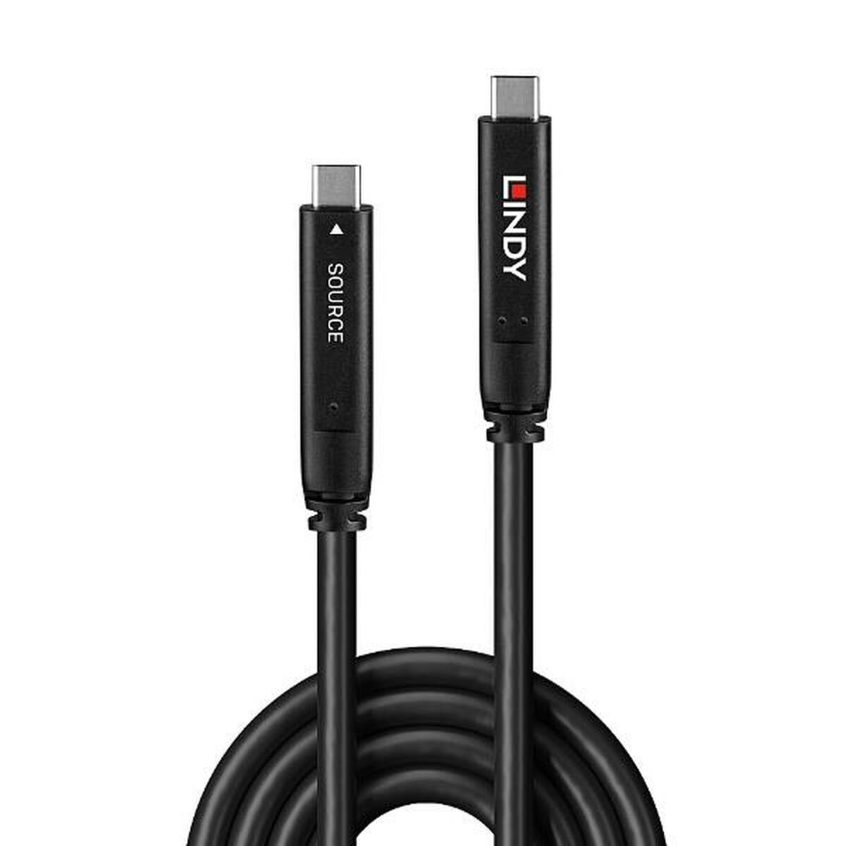 USB-C-kabel LINDY Sort 8 m