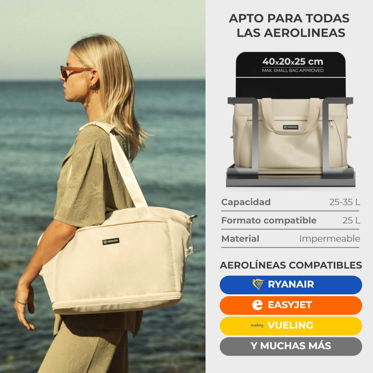 Urheilukassi Numada Beige 35 L