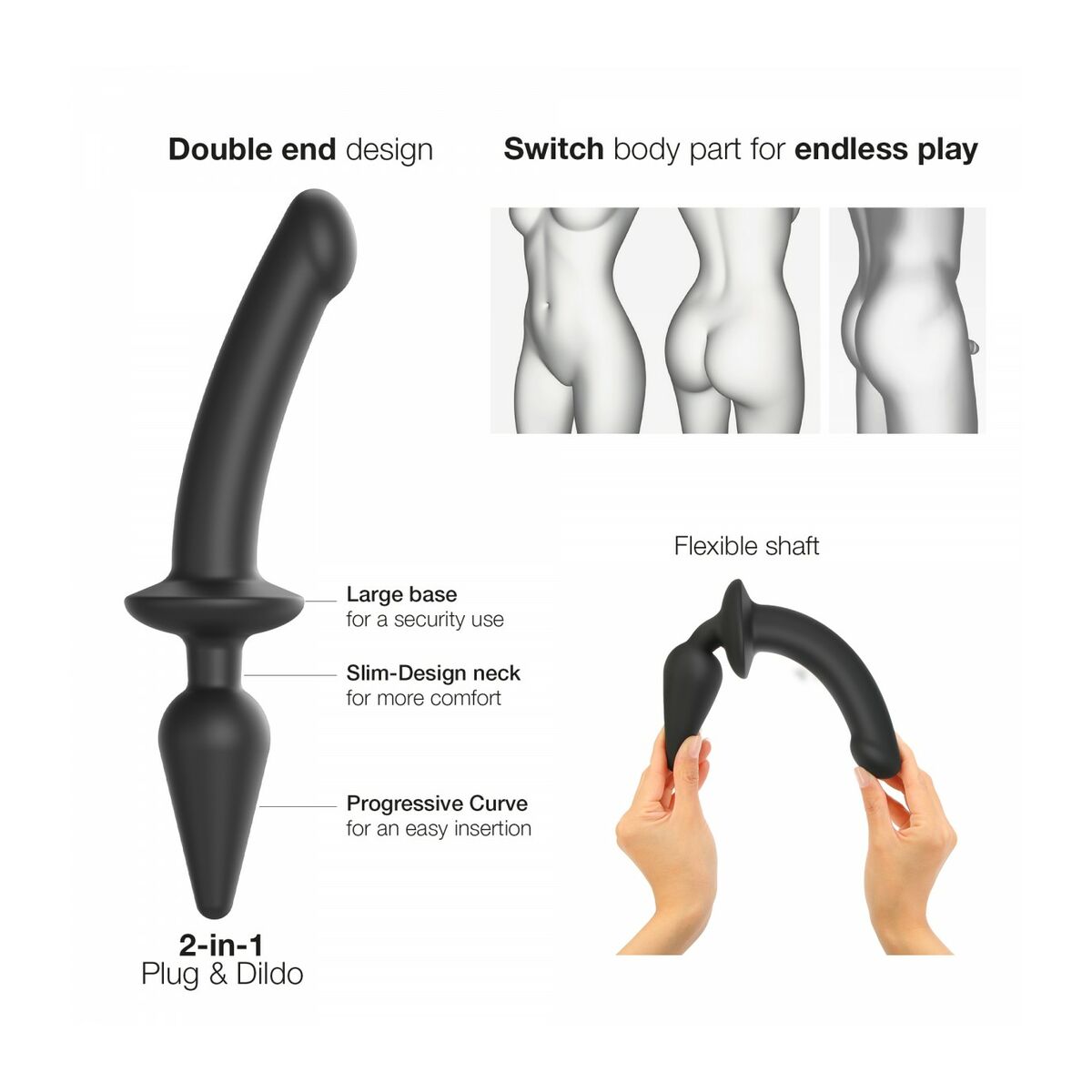 Vibratorius Strap-on-me Juoda