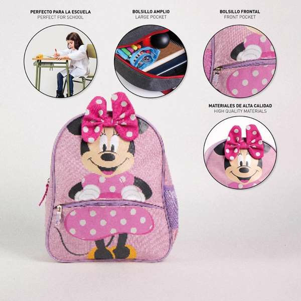 Kooliseljakott Minnie Mouse Roosa