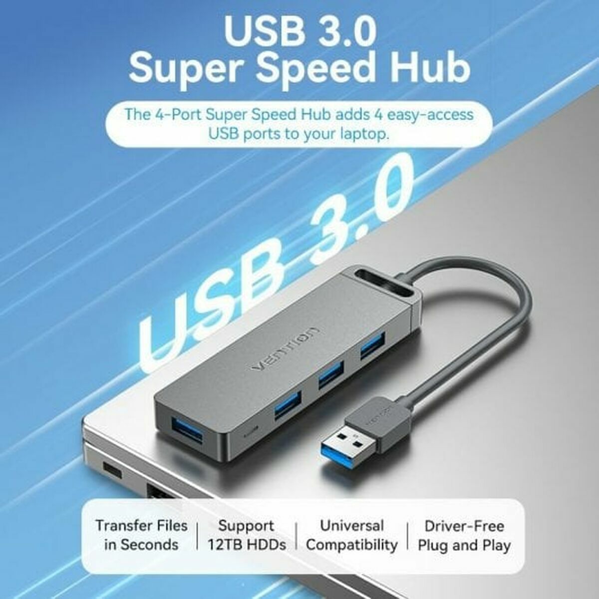 USB-jaotur Vention CHLBB Must