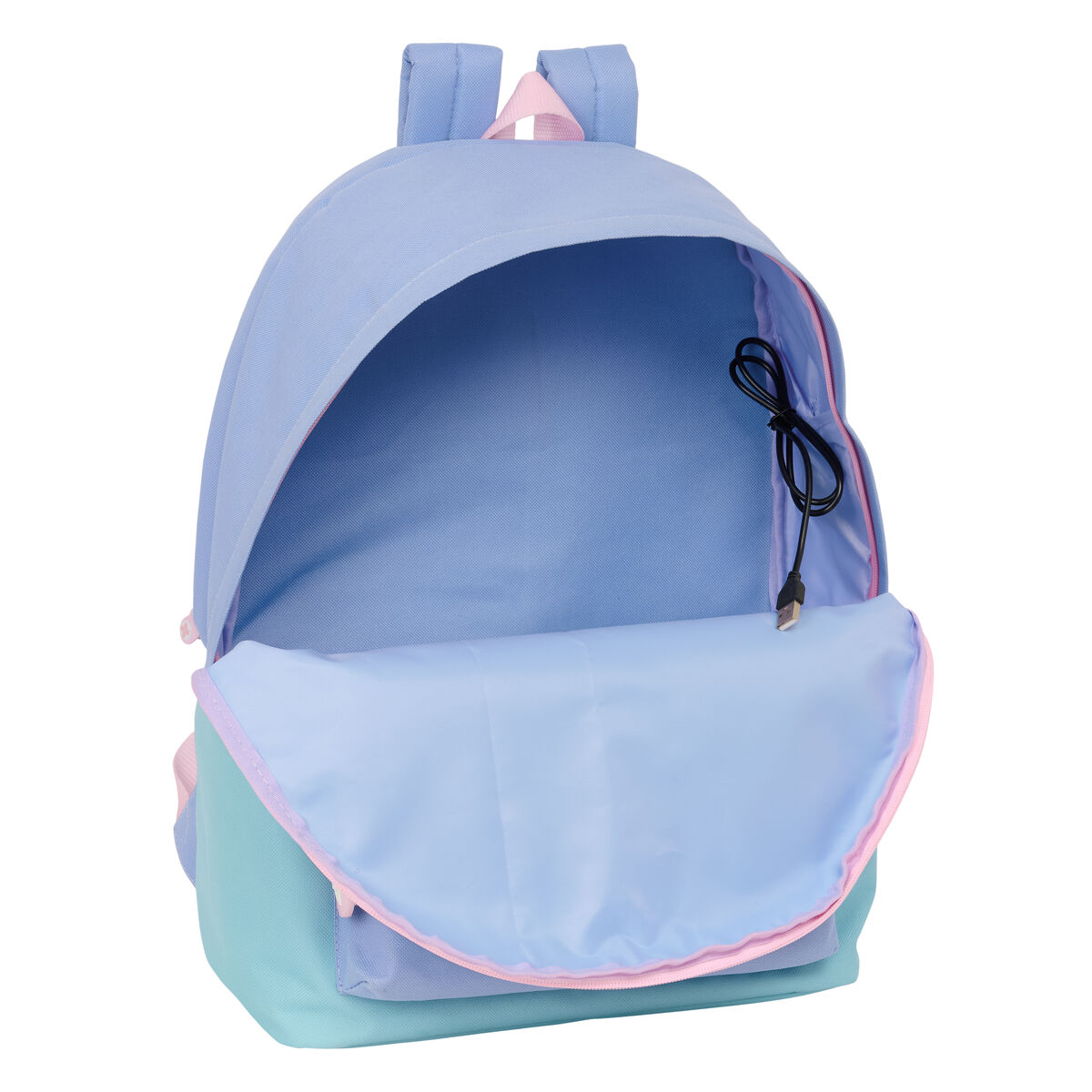 Rucksack for Laptop and Tablet with USB Output Munich Mellow Blue Pink Celeste