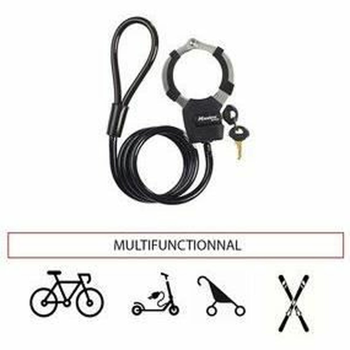 Kabelis su spynomis Master Lock Juoda