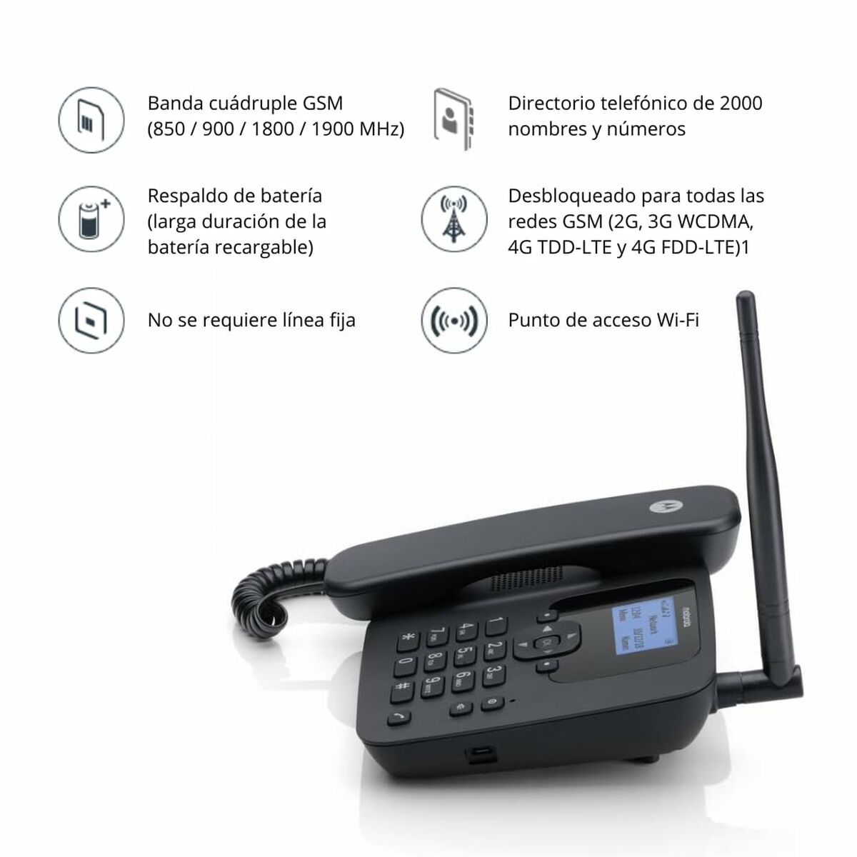 Telefone Fixo Motorola 107FW410L Azul Preto