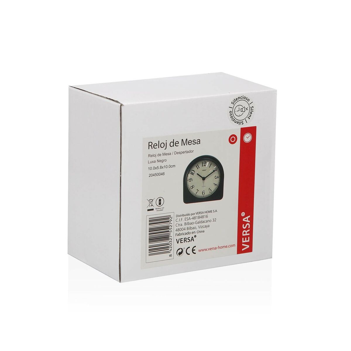 Table clock Versa Luxa Black