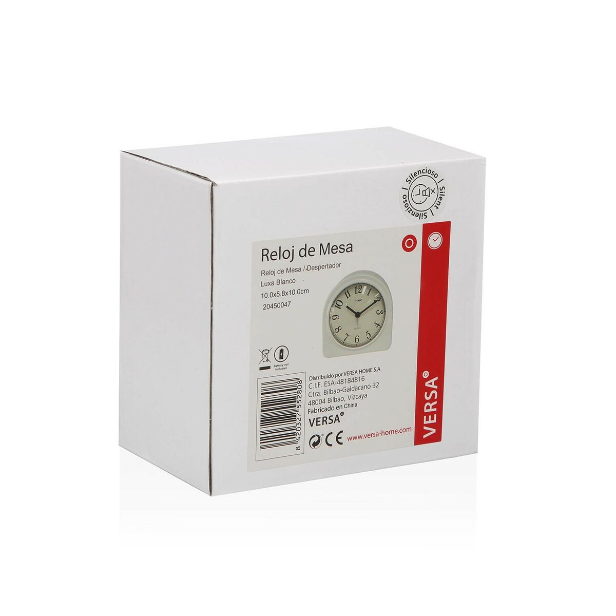 Table clock Versa Luxa White