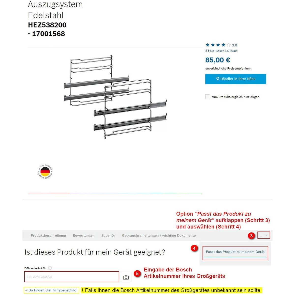 Rešetka BOSCH HEZ538000