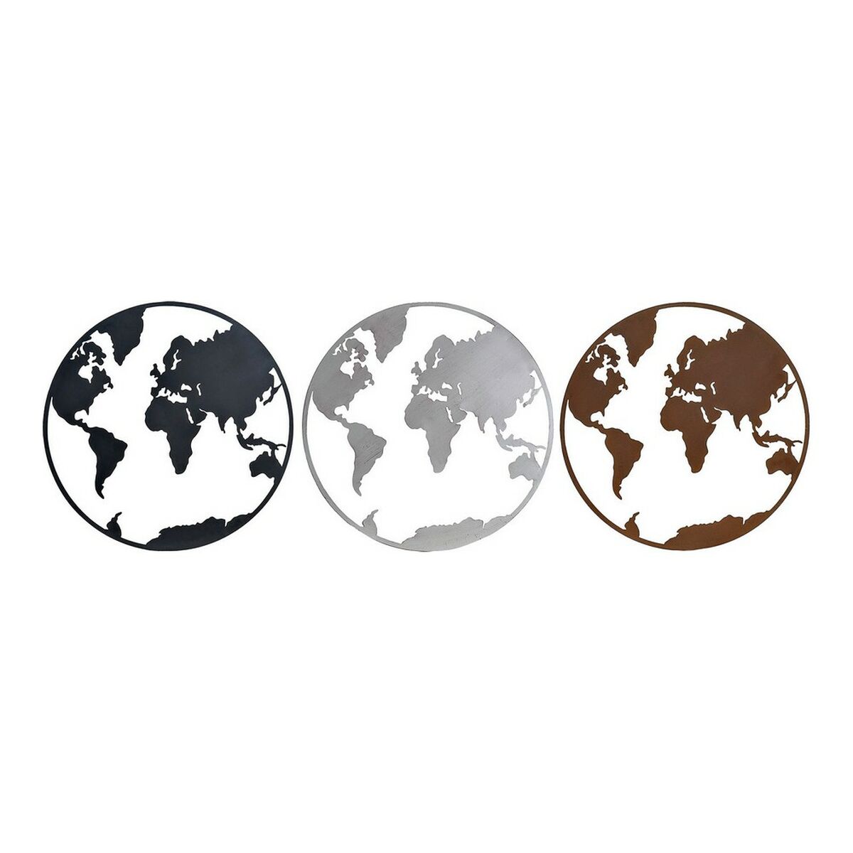 Decorative Figure DKD Home Decor World Map Black Copper White 60 x 1 x 60 cm (3 Pieces) | Buy at wholesale price