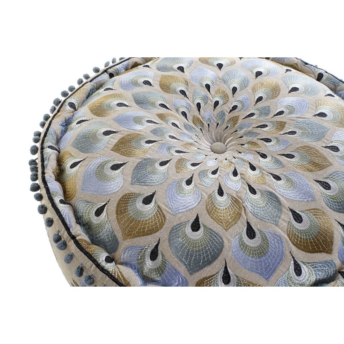 Puff DKD Home Decor Blå Beige