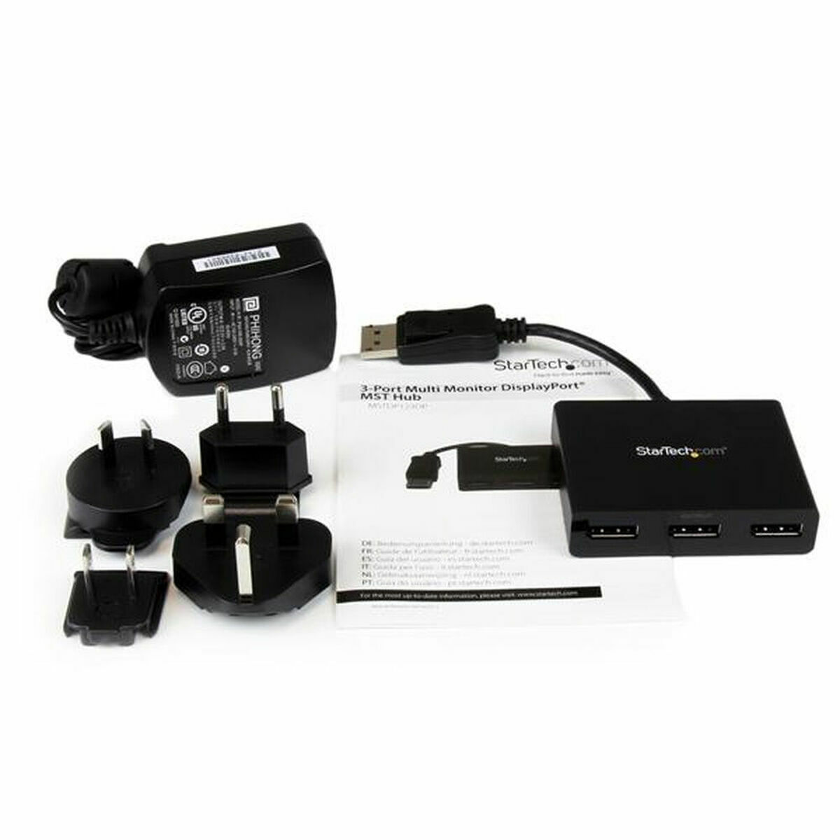 USB-HUB Startech MSTDP123DP Svart