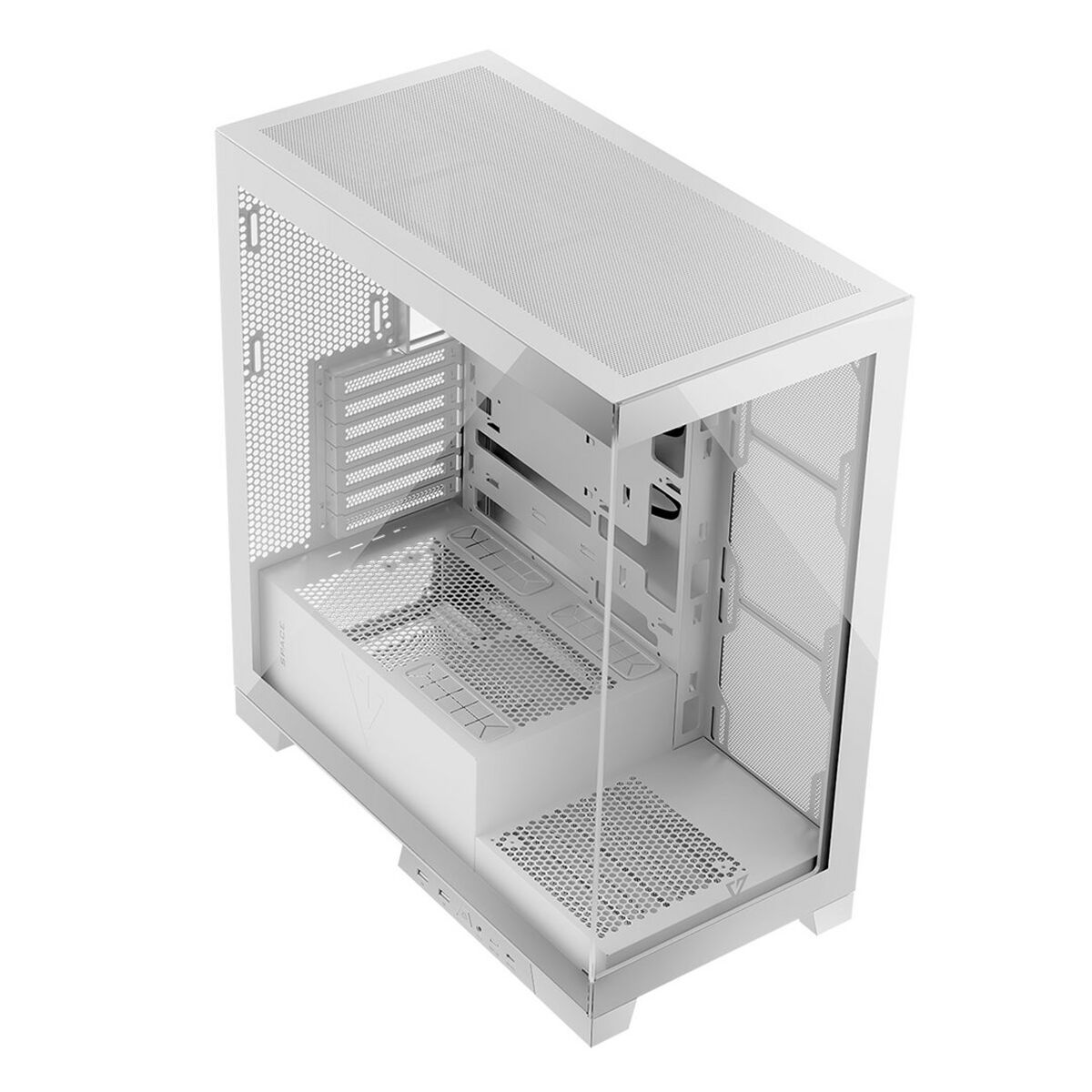 Case computer desktop ATX Modecom AT-SPACE-PG-NF-10-000000-0002 Bianco