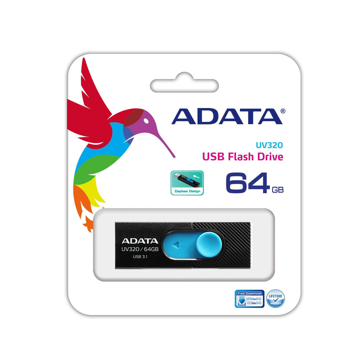 USB-stik Adata UV320 64 GB Sort/Blå