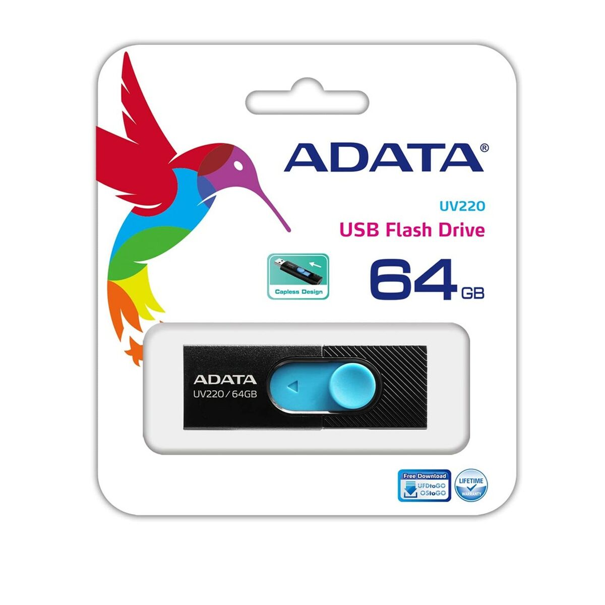 USB flash disk Adata UV220 64 GB Čierna/Modrá