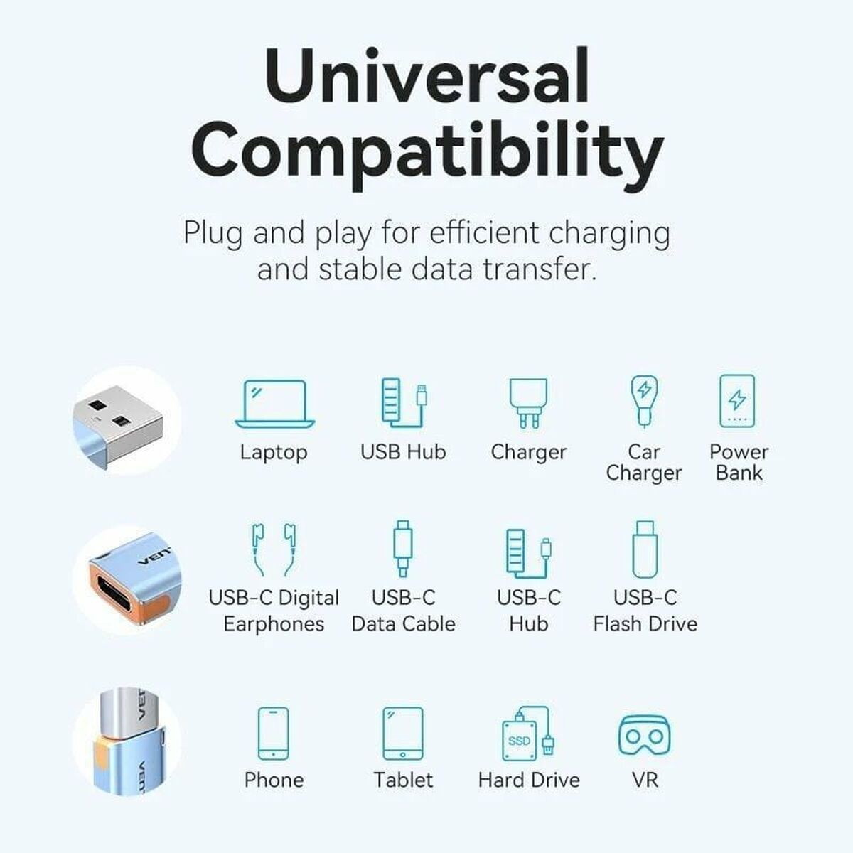 USB til USB-C Adapter Vention CUAH0