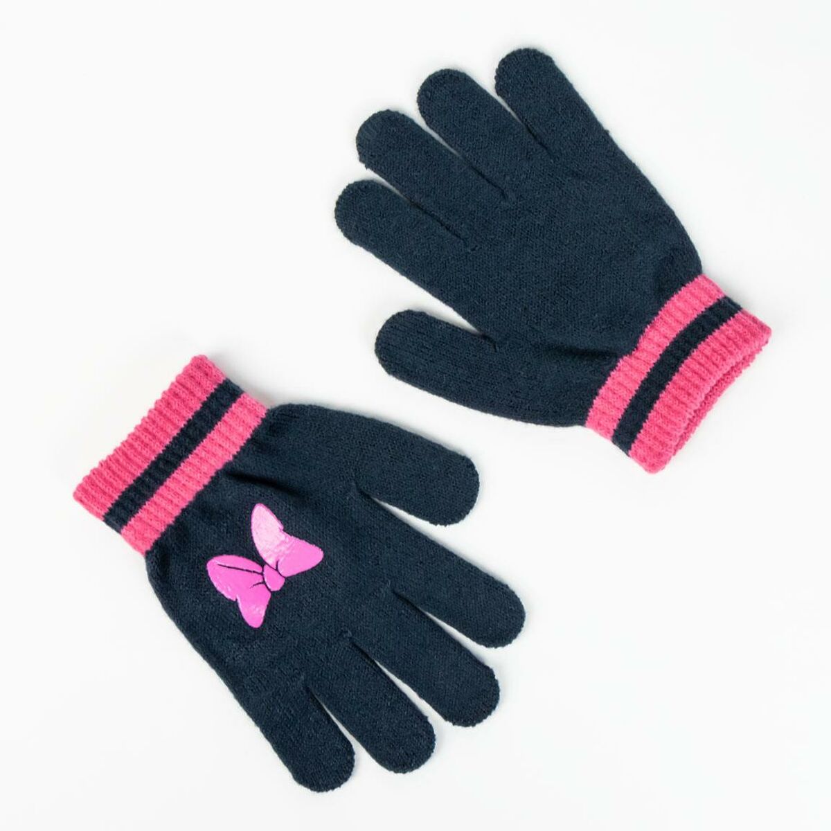 Gorro e Luvas Minnie Mouse Cor de Rosa