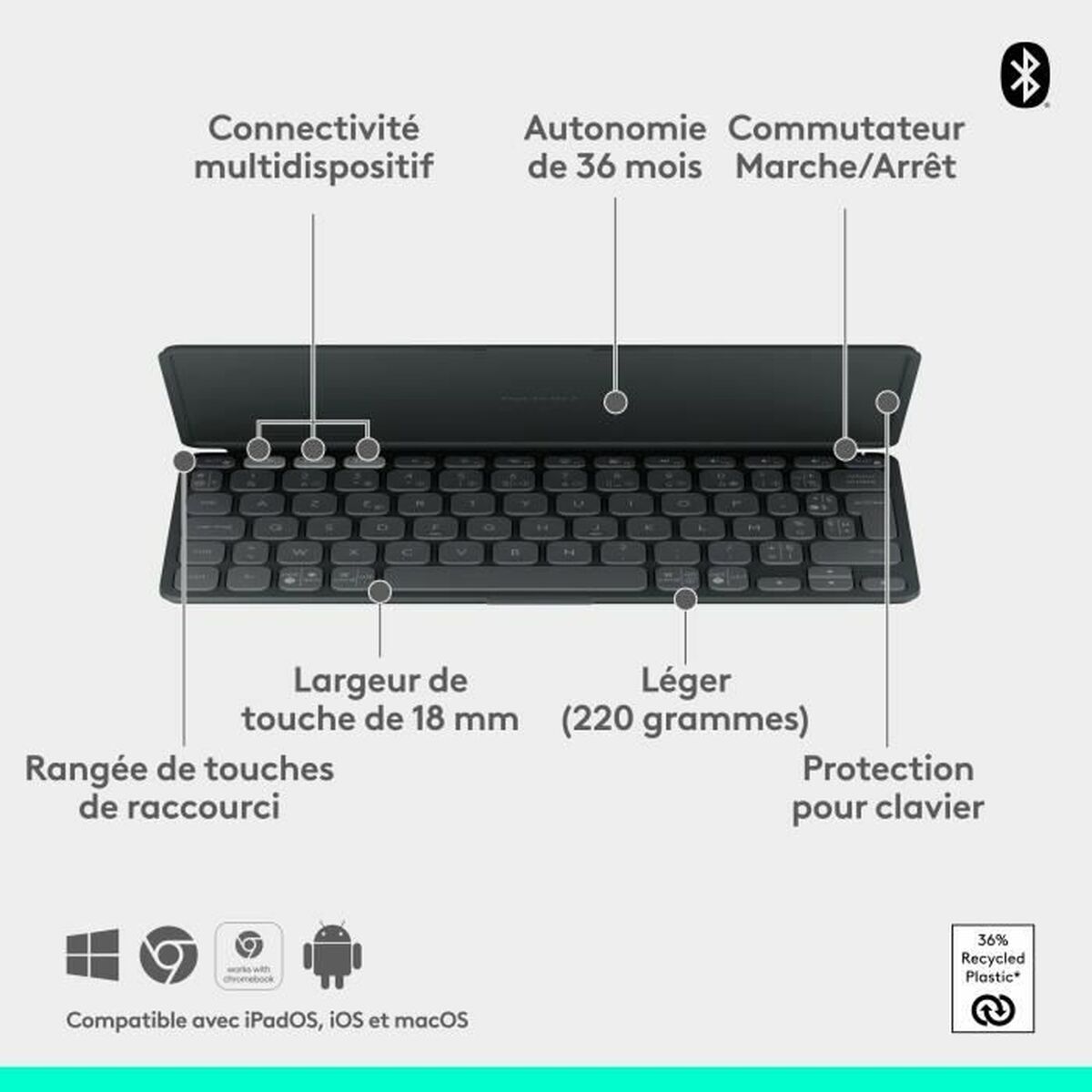 Capa para Tablet e Teclado Logitech Keys-to-Go 2 Cinzento Graphite