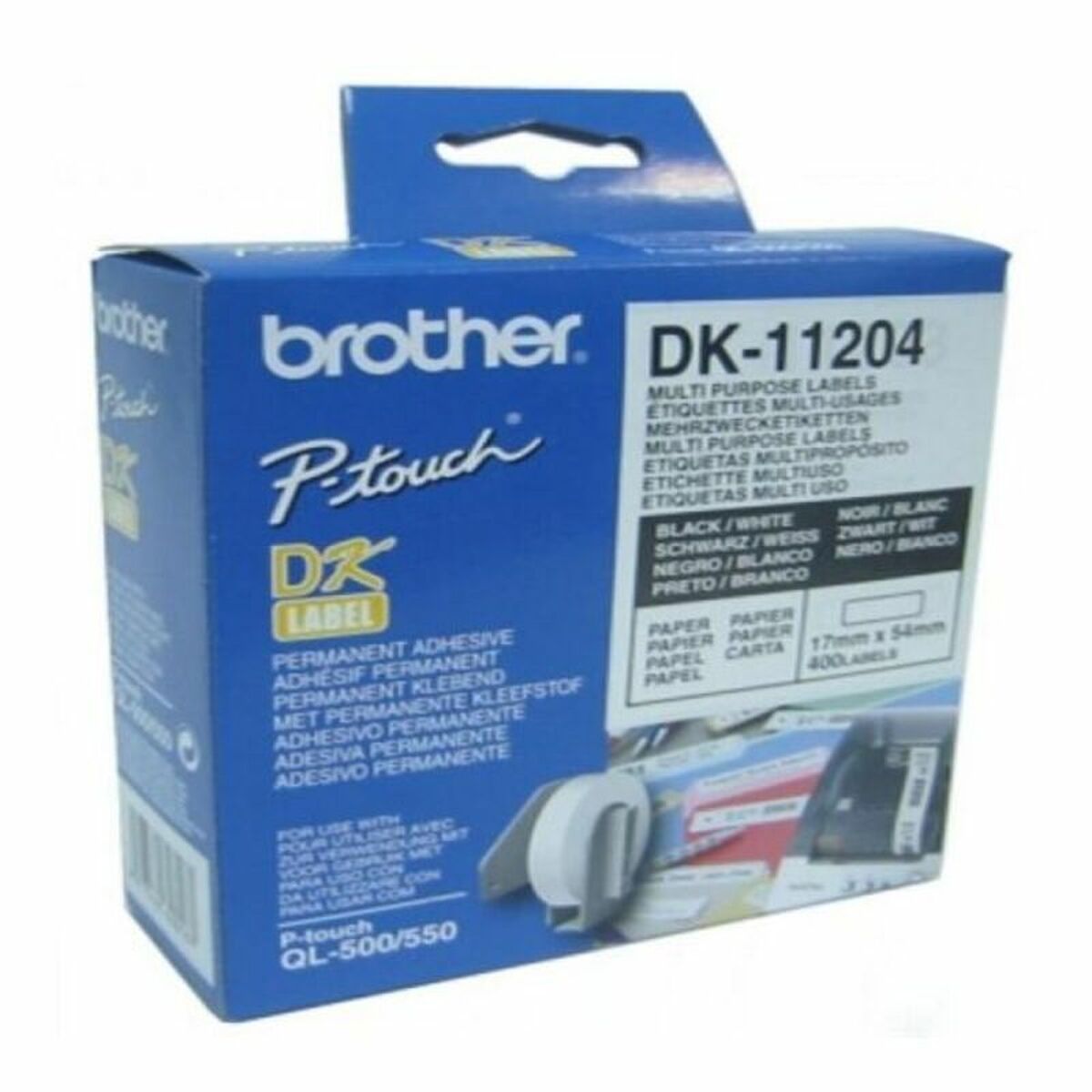 Multipurpose printer labels Brother DK11204 Hvid Sort