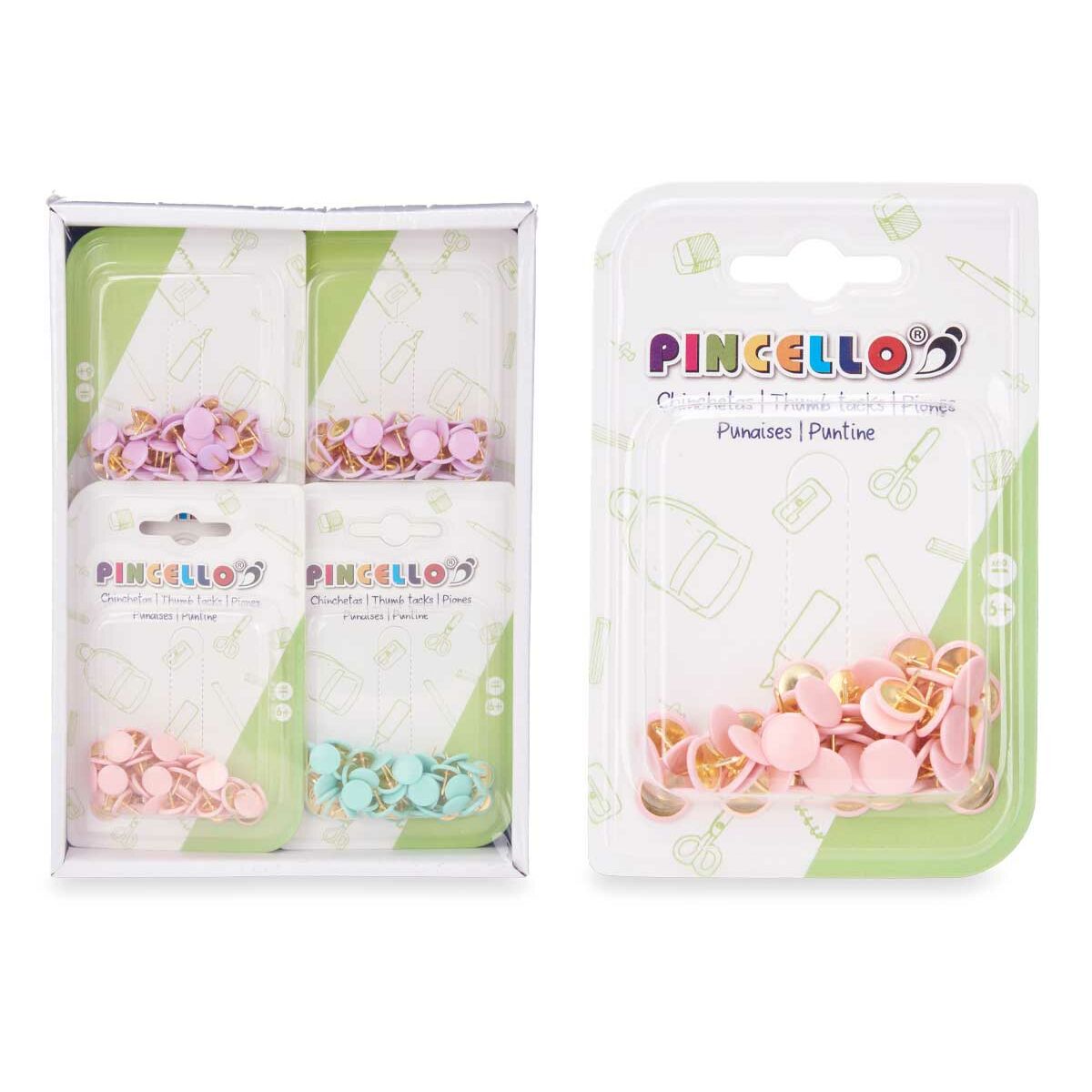 Piuneze Pincello Multicolor Metal (12 Unități)