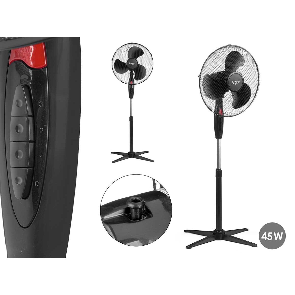 Fritstående ventilator Argon Sort 45 W