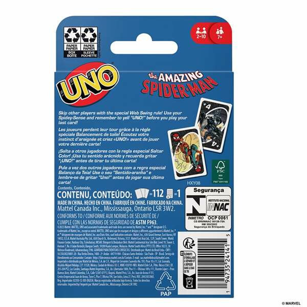 Kortspill Mattel UNO Spiderman