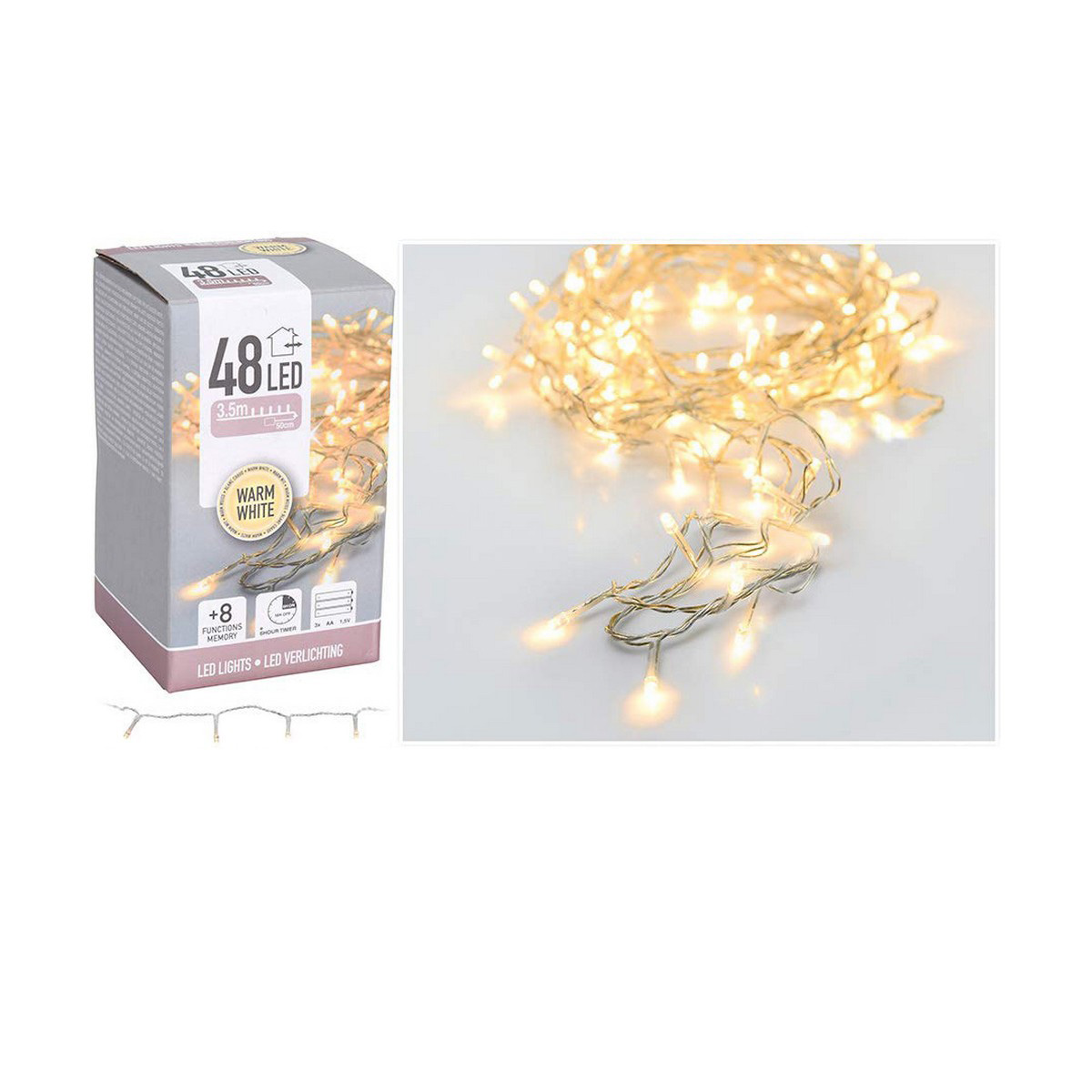 LED-lichtkrans Geel Warm wit 4 m