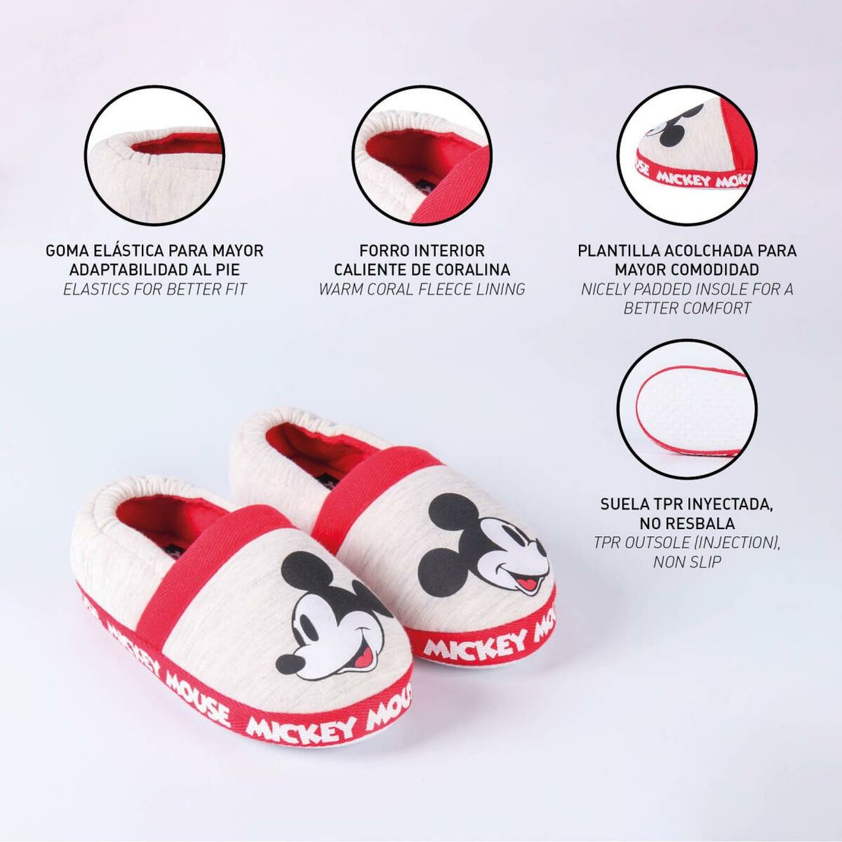 Kotitossut Mickey Mouse Vaaleanharmaa