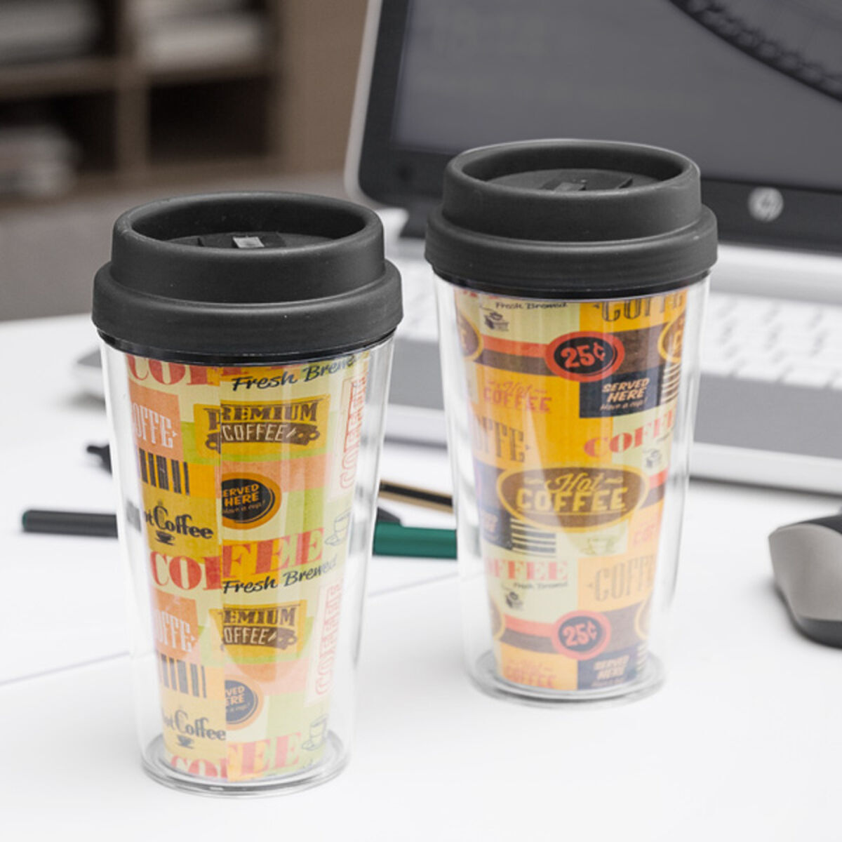 Pahar cu Capac Plastic 300 ml